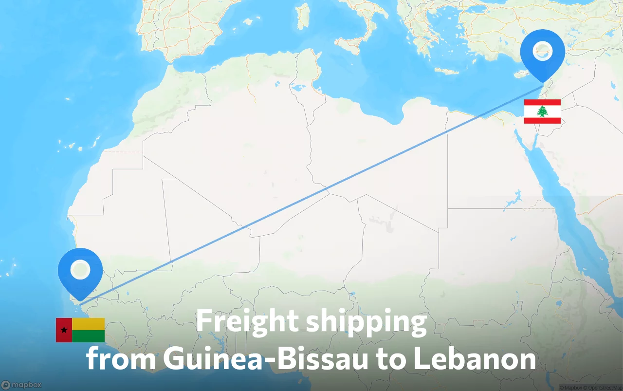 Shipping route from Guinea-Bissau to Lebanon