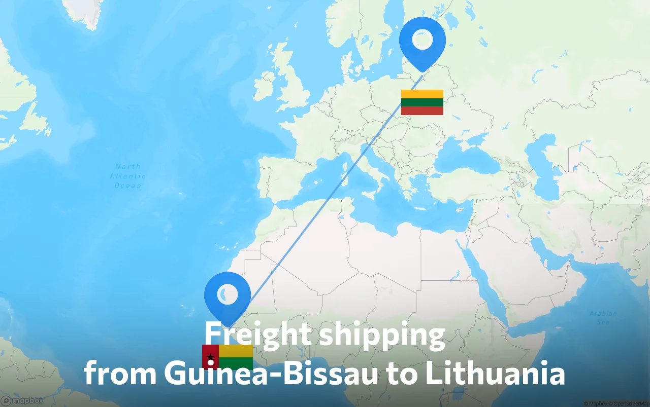 Shipping route from Guinea-Bissau to Lithuania