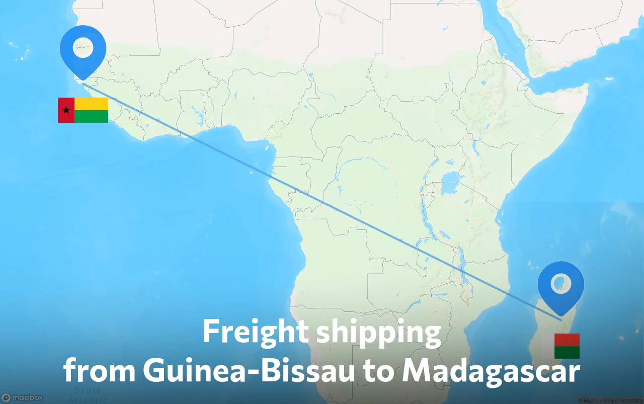 Shipping route from Guinea-Bissau to Madagascar