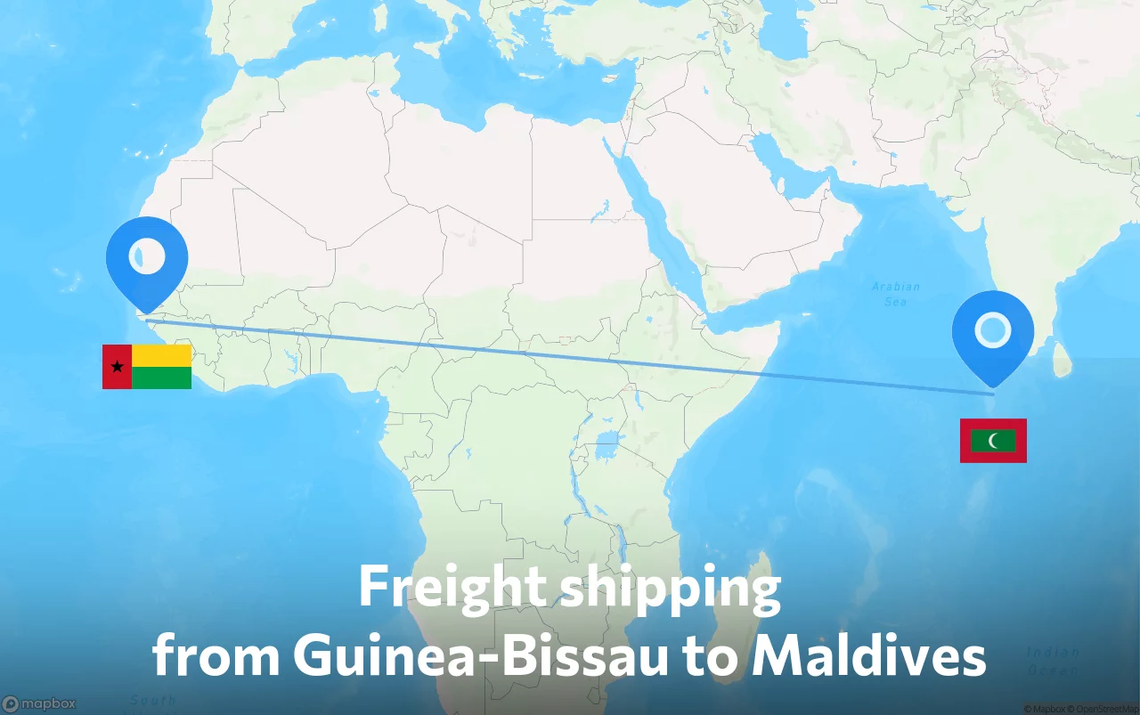 Shipping route from Guinea-Bissau to Maldives