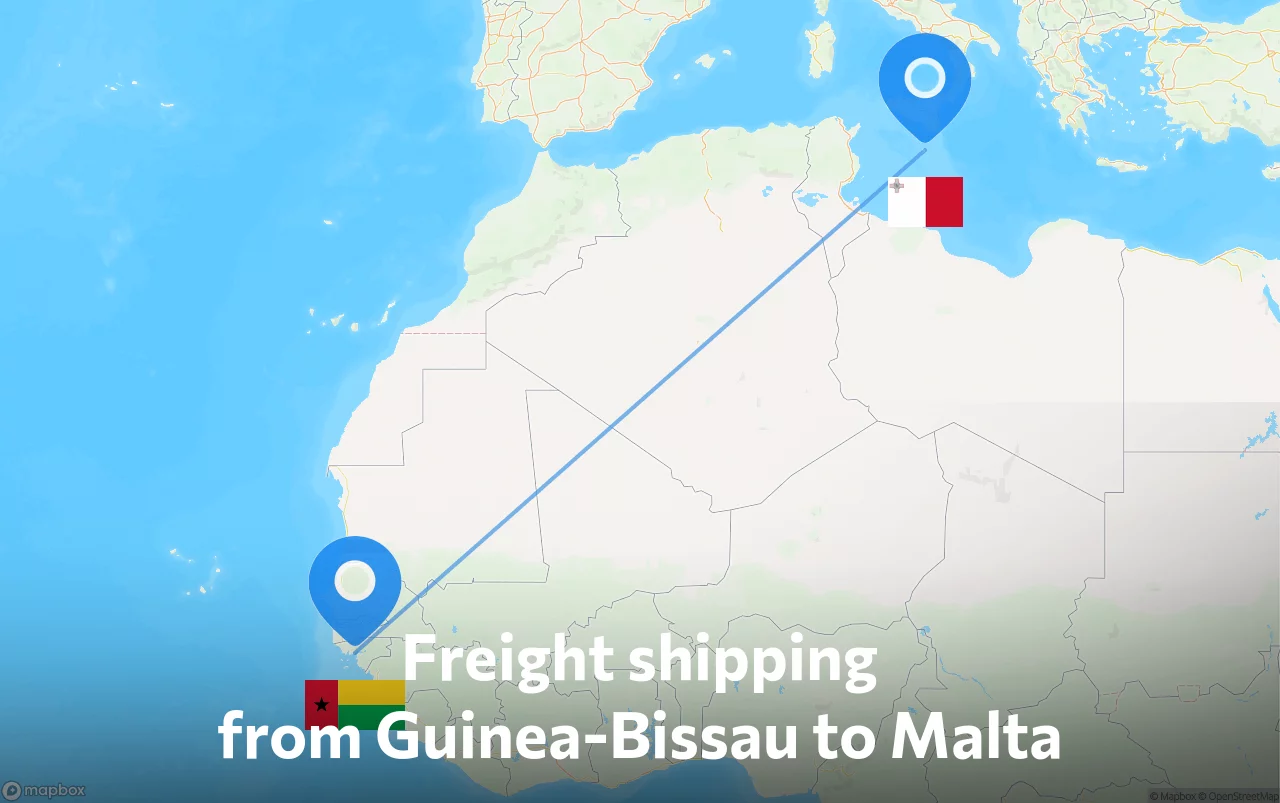 Shipping route from Guinea-Bissau to Malta