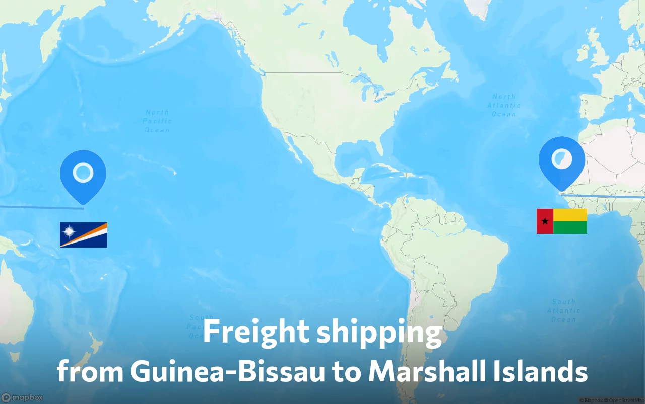 Shipping route from Guinea-Bissau to Marshall Islands