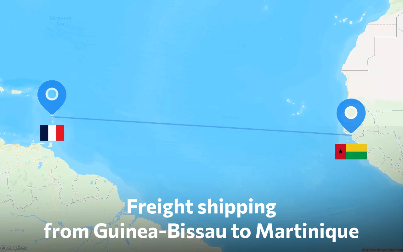 Shipping route from Guinea-Bissau to Martinique