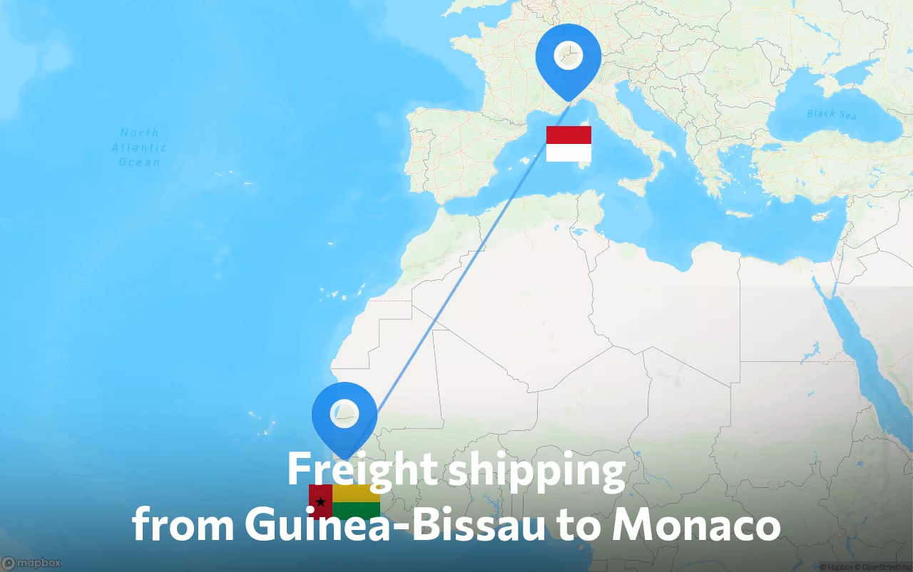 Shipping route from Guinea-Bissau to Monaco
