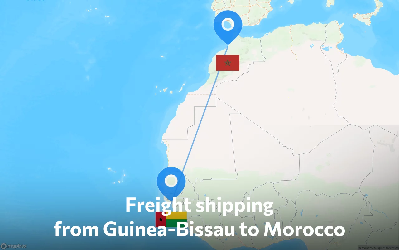 Shipping route from Guinea-Bissau to Morocco