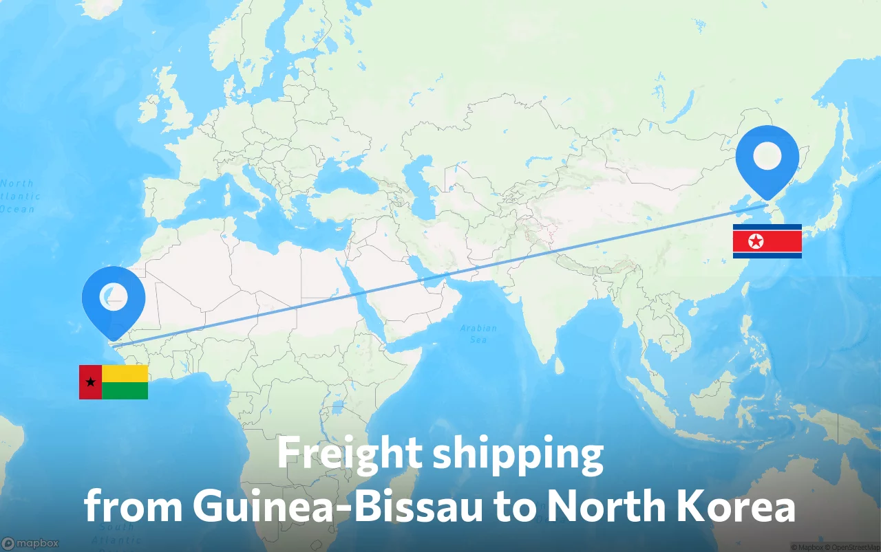 Shipping route from Guinea-Bissau to North Korea