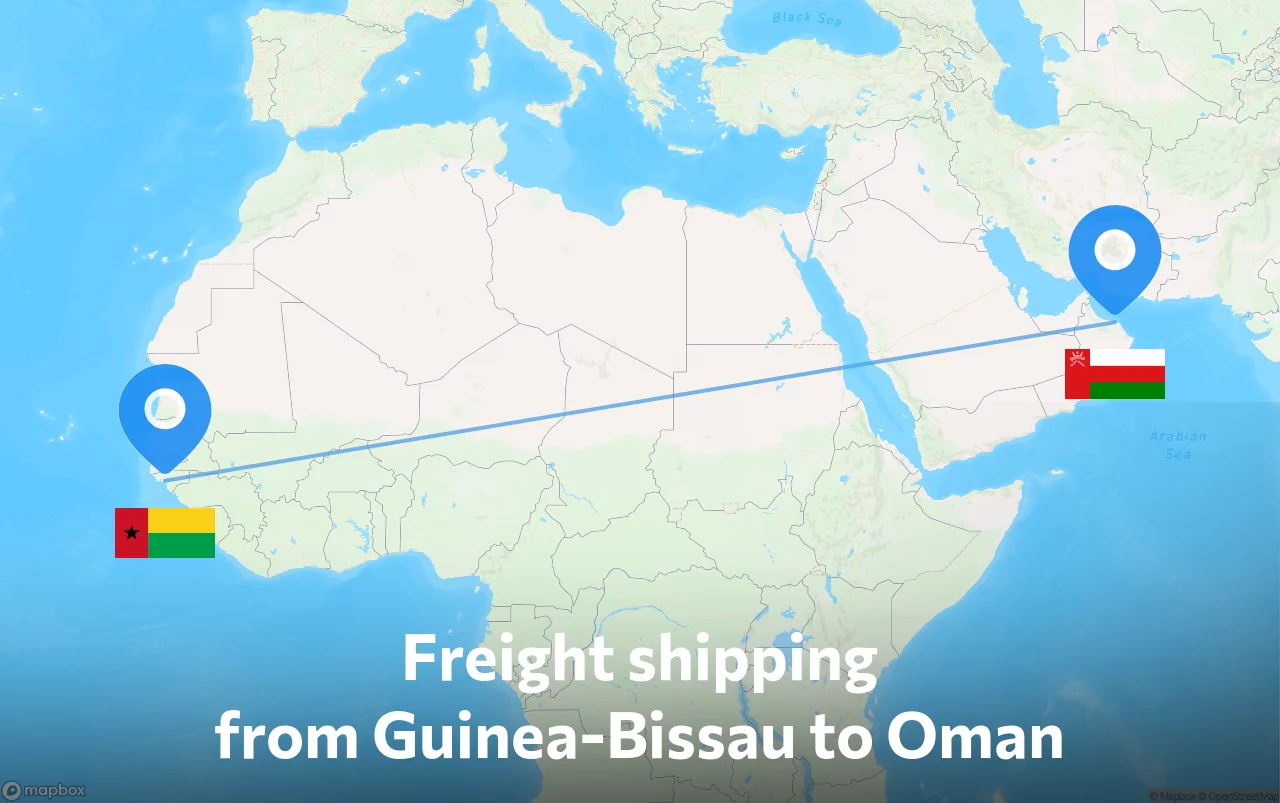 Shipping route from Guinea-Bissau to Oman