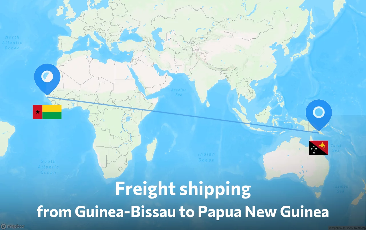 Shipping route from Guinea-Bissau to Papua New Guinea