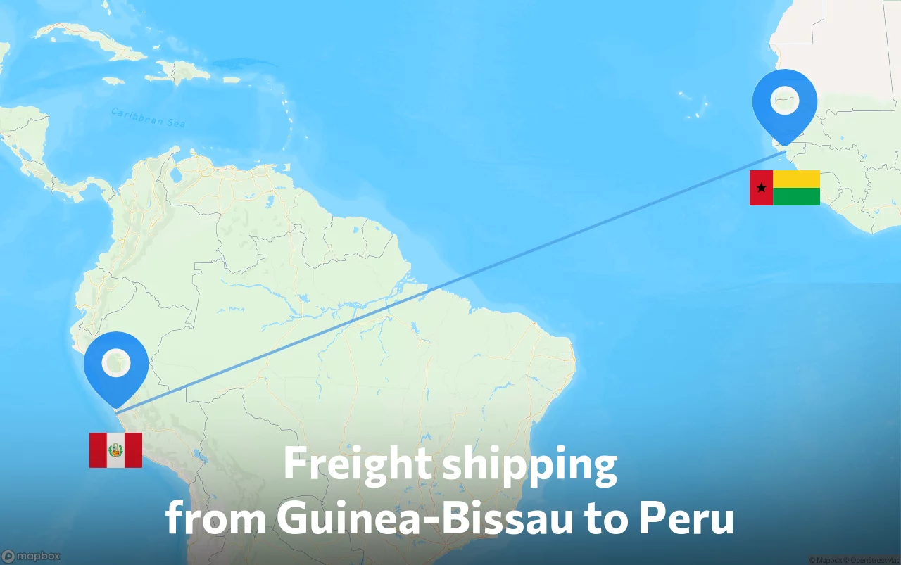 Shipping route from Guinea-Bissau to Peru