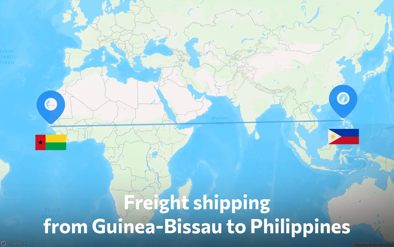 Shipping route from Guinea-Bissau to Philippines