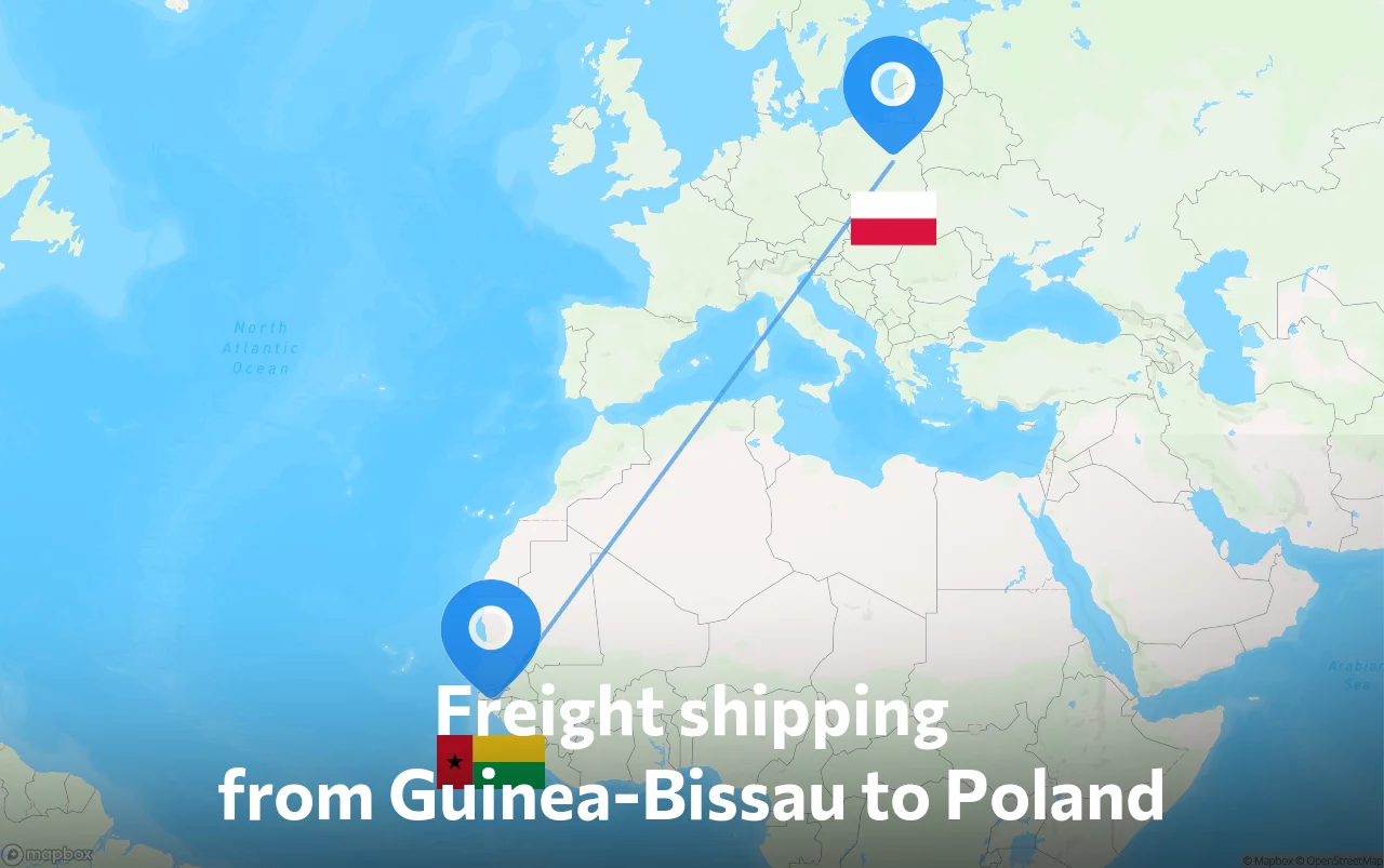 Shipping route from Guinea-Bissau to Poland