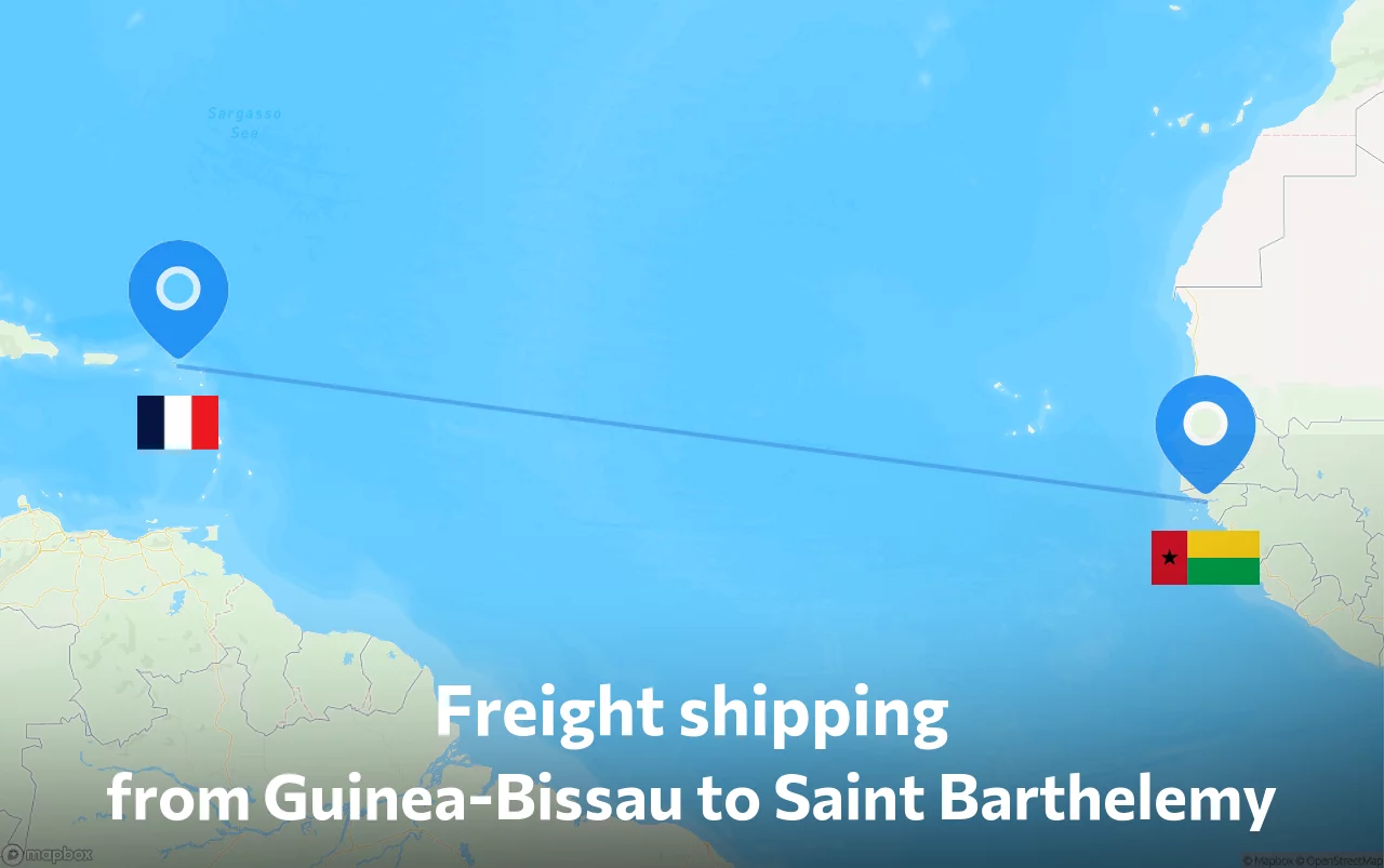 Shipping route from Guinea-Bissau to Saint Barthelemy
