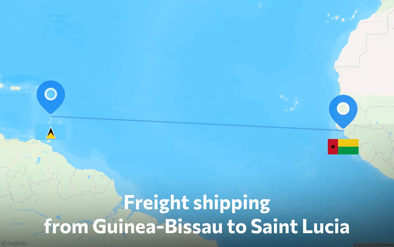 Shipping route from Guinea-Bissau to Saint Lucia