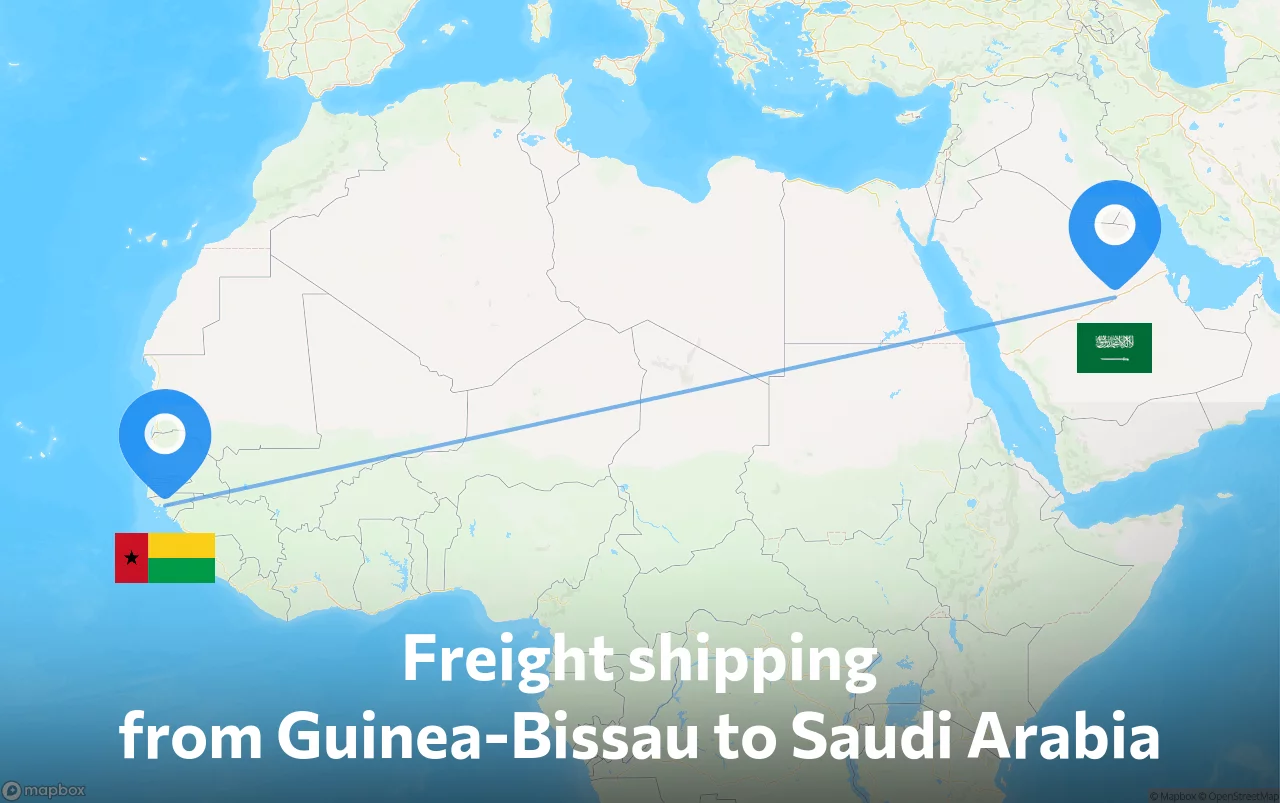 Shipping route from Guinea-Bissau to Saudi Arabia