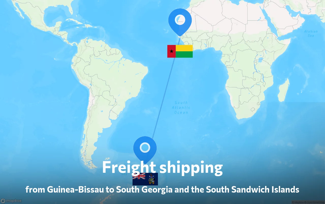 Shipping route from Guinea-Bissau to South Georgia and the South Sandwich Islands