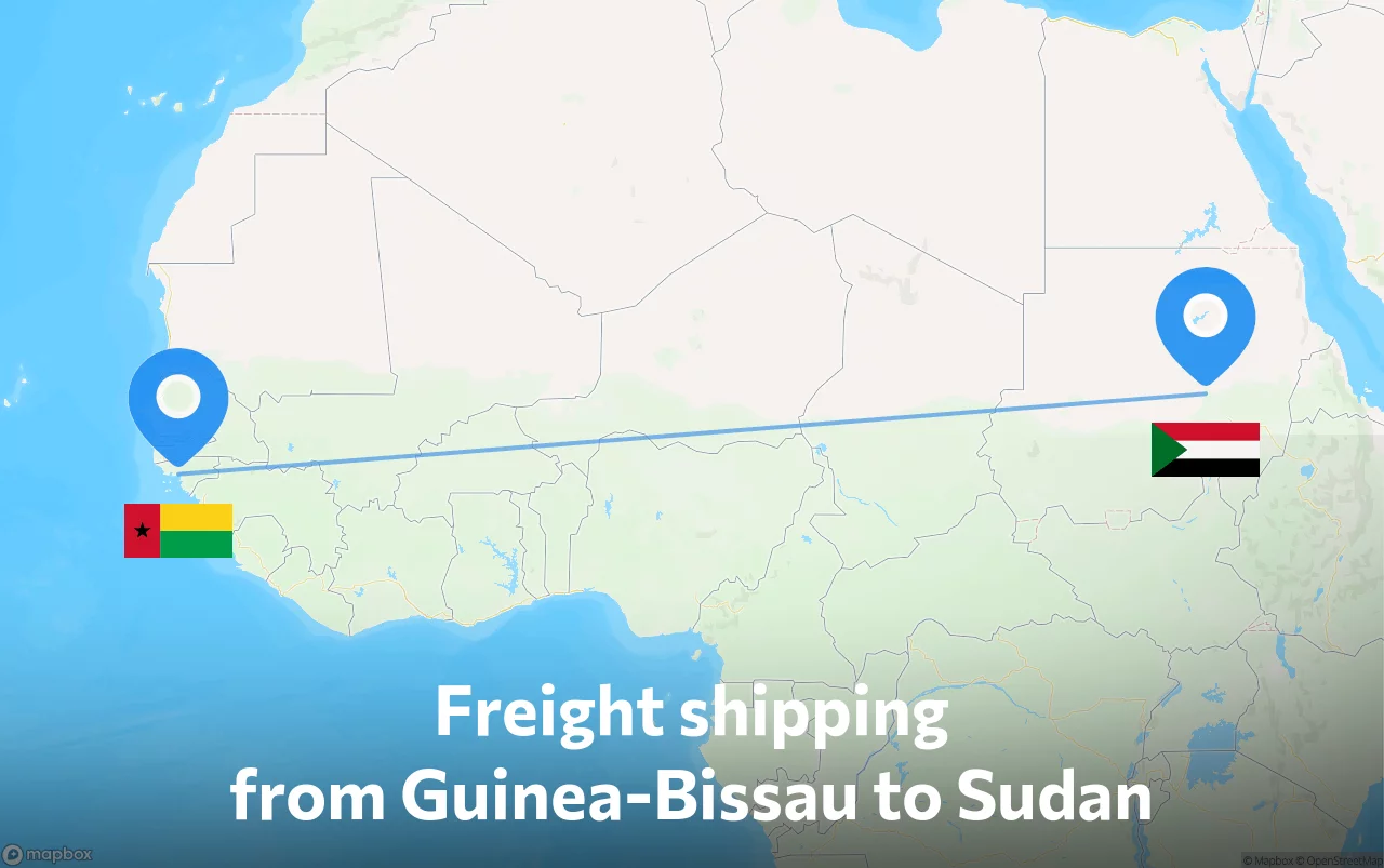 Shipping route from Guinea-Bissau to Sudan