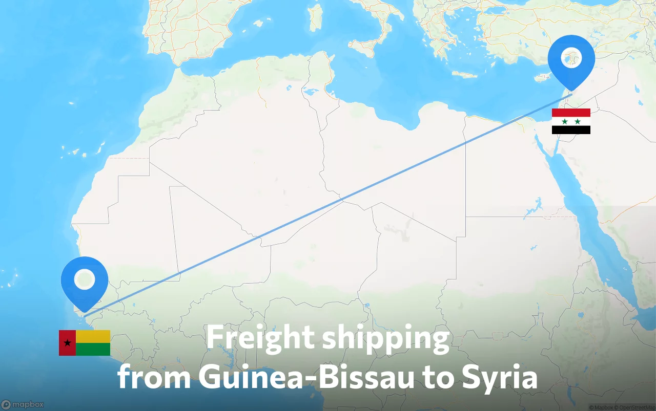 Shipping route from Guinea-Bissau to Syria