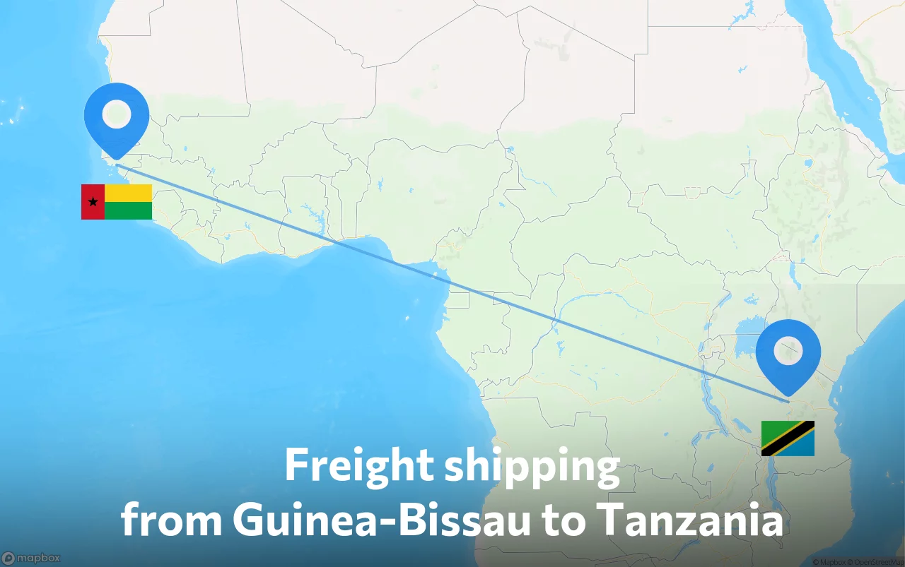 Shipping route from Guinea-Bissau to Tanzania