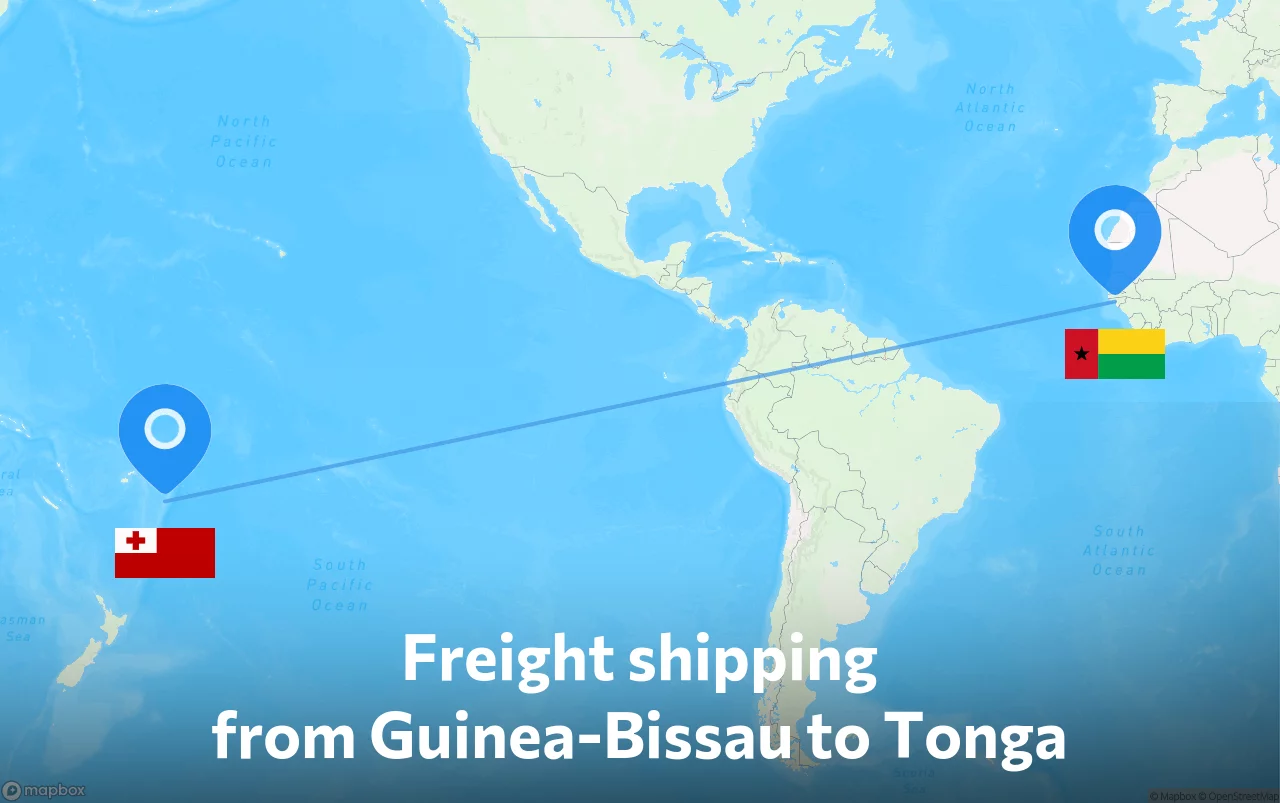 Shipping route from Guinea-Bissau to Tonga