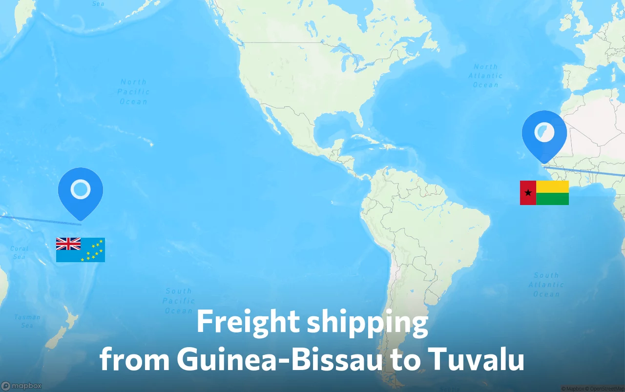 Shipping route from Guinea-Bissau to Tuvalu
