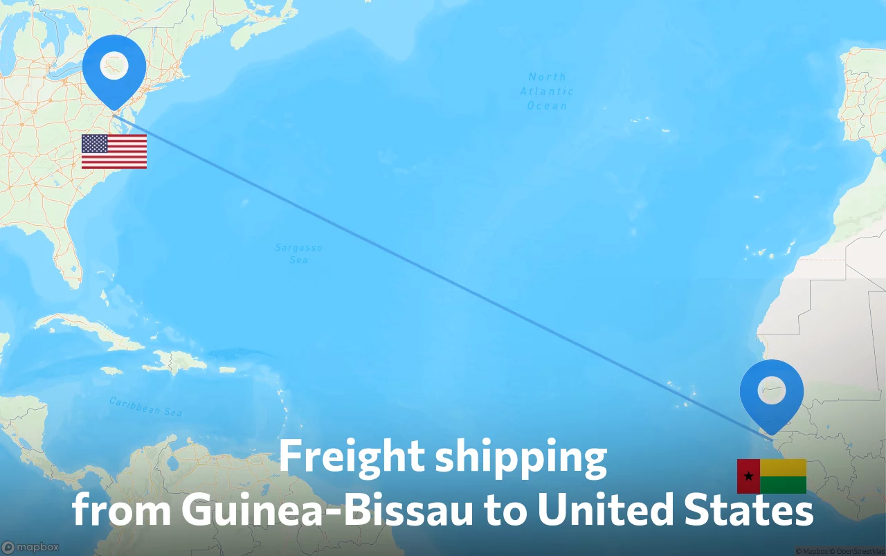 Shipping route from Guinea-Bissau to United States