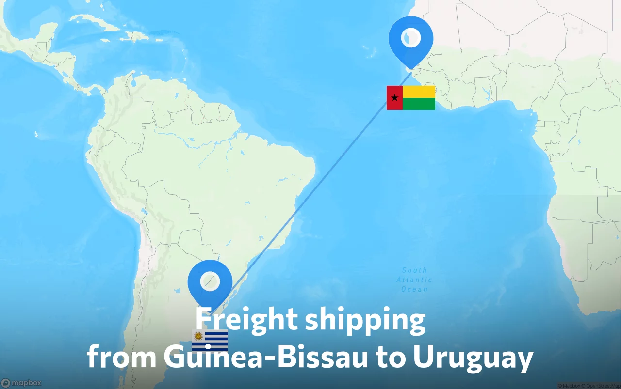 Shipping route from Guinea-Bissau to Uruguay