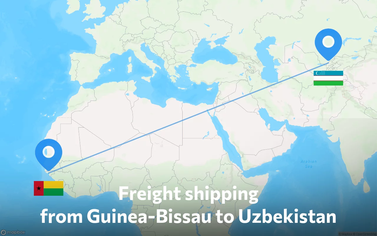 Shipping route from Guinea-Bissau to Uzbekistan