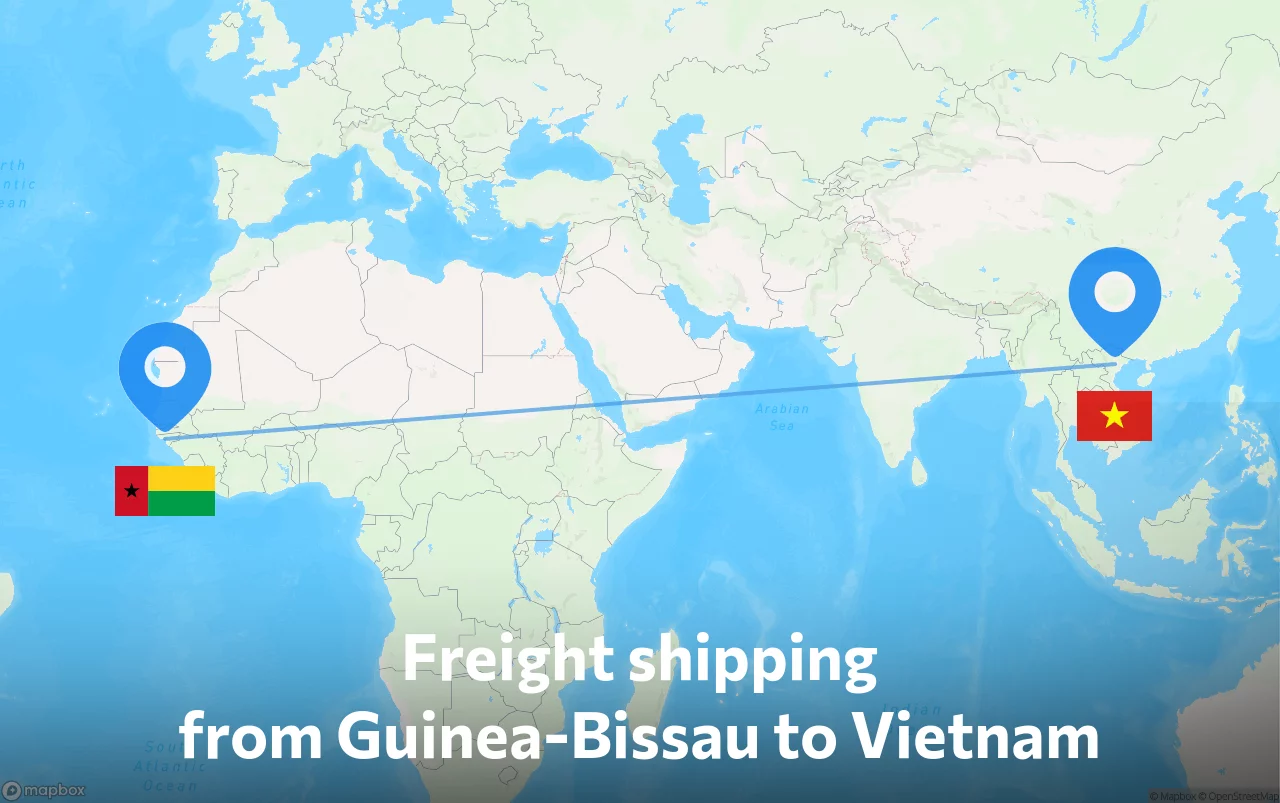 Shipping route from Guinea-Bissau to Vietnam