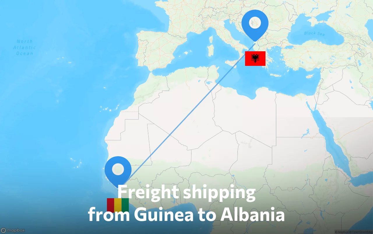 Shipping route from Guinea to Albania