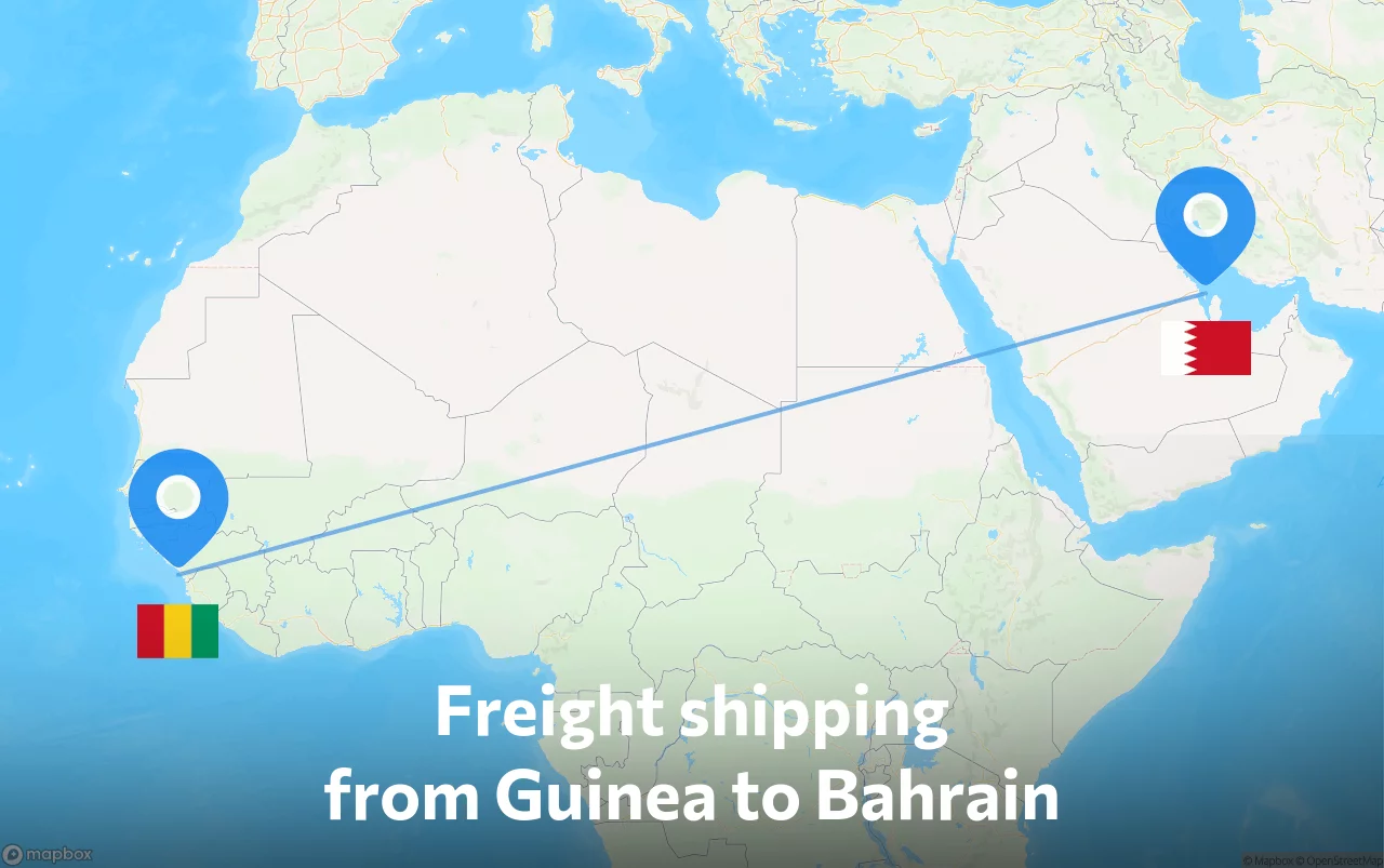 Shipping route from Guinea to Bahrain