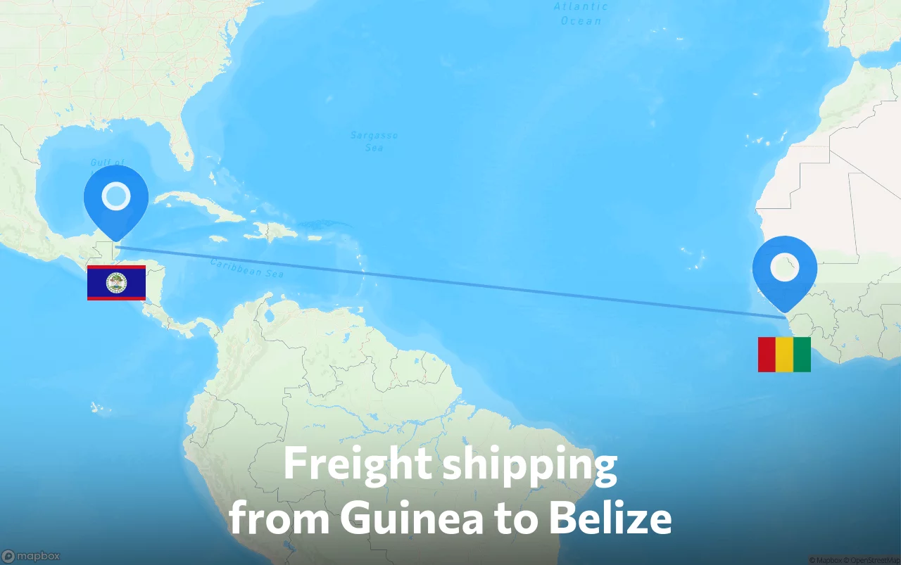 Shipping route from Guinea to Belize