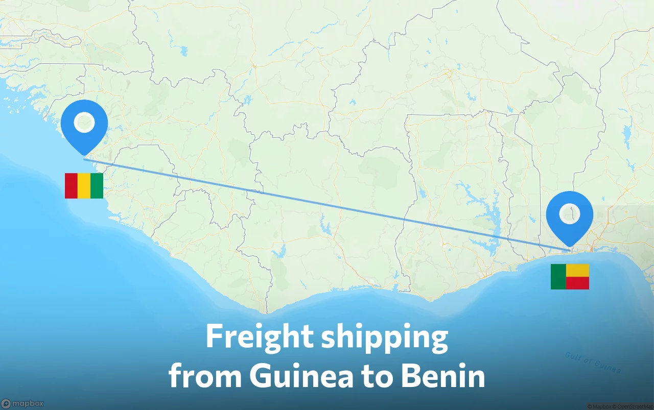 Shipping route from Guinea to Benin