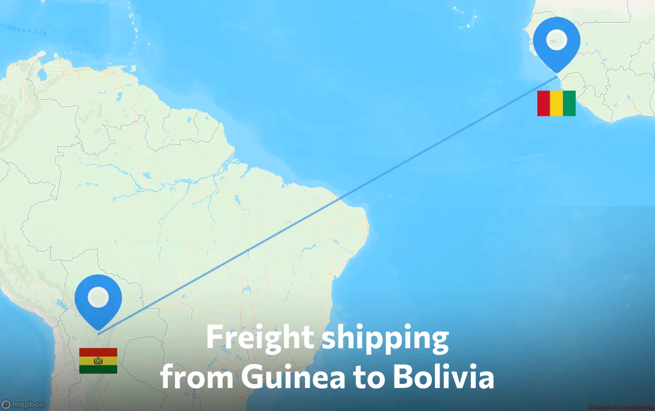 Shipping route from Guinea to Bolivia