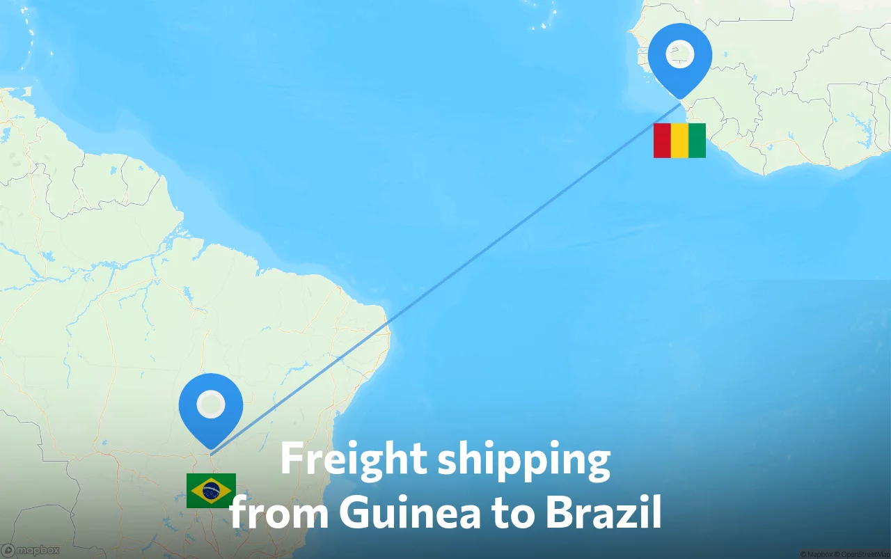 Shipping route from Guinea to Brazil