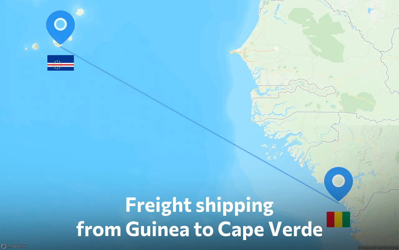Shipping route from Guinea to Cape Verde