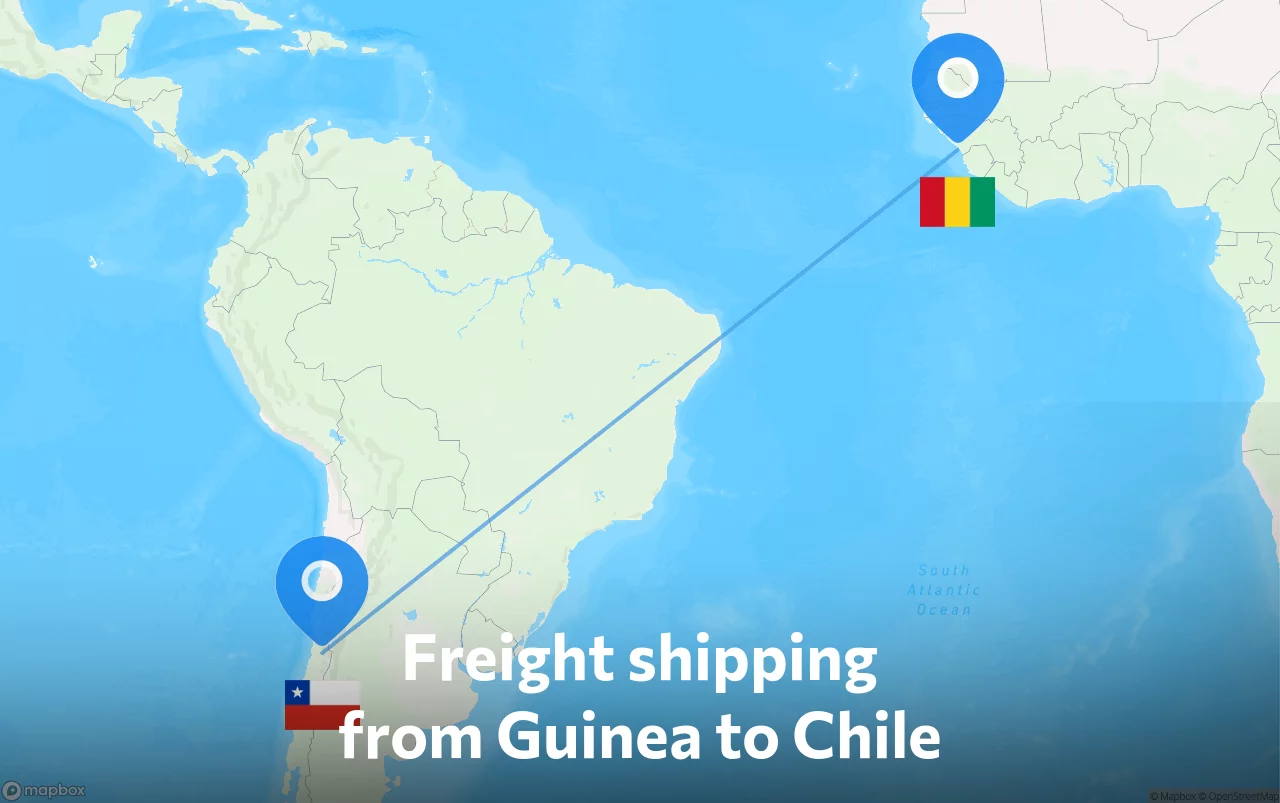 Shipping route from Guinea to Chile