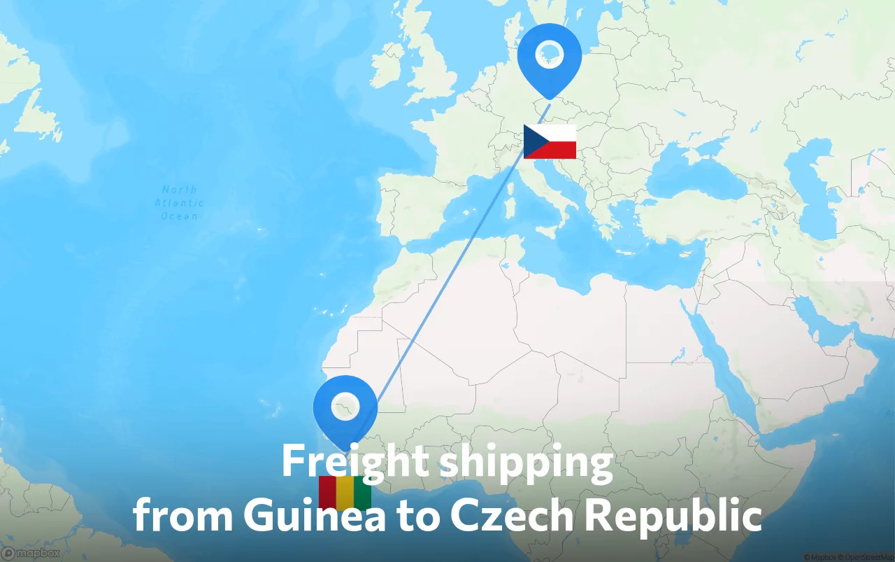 Shipping route from Guinea to Czech Republic