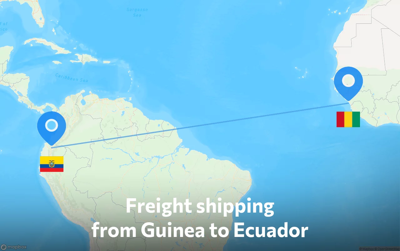 Shipping route from Guinea to Ecuador