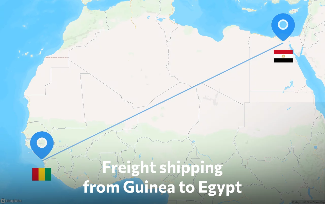 Shipping route from Guinea to Egypt
