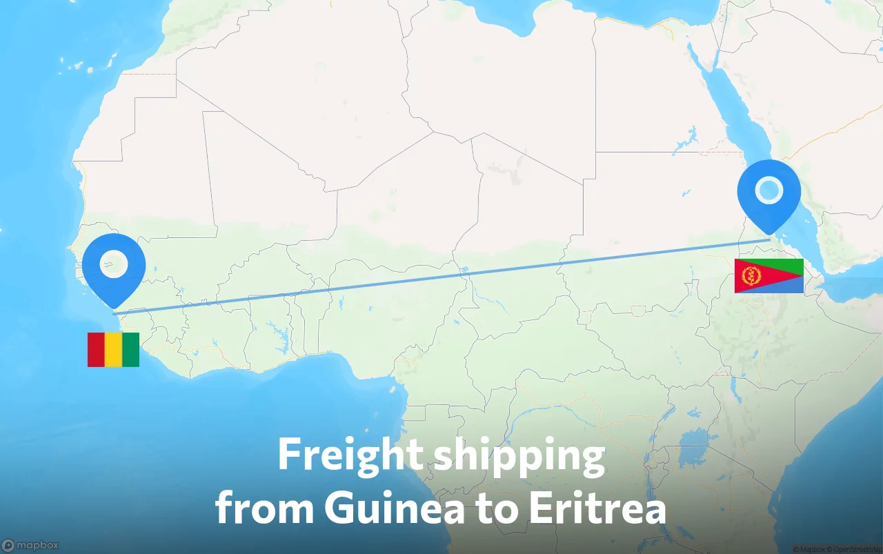 Shipping route from Guinea to Eritrea