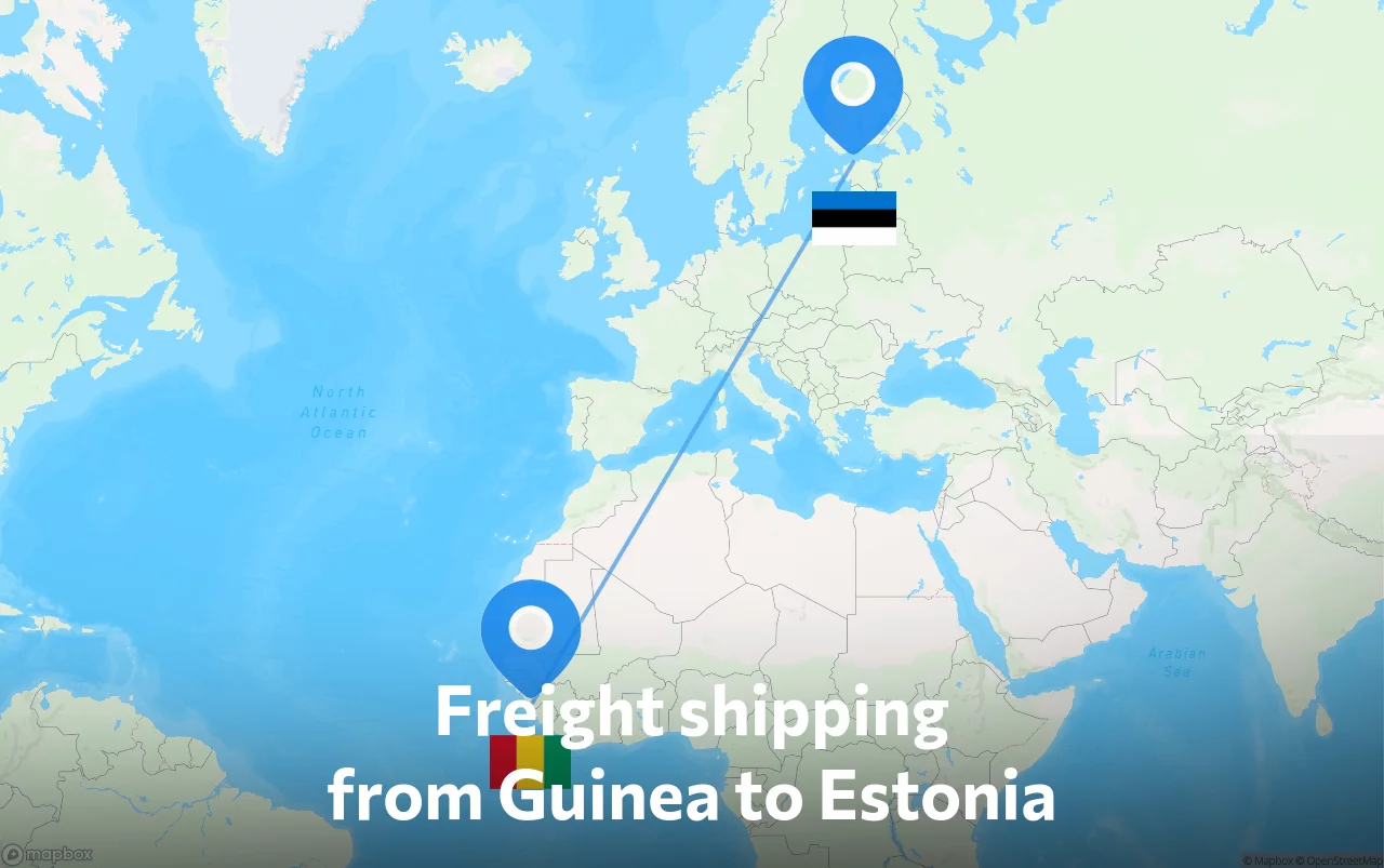 Shipping route from Guinea to Estonia