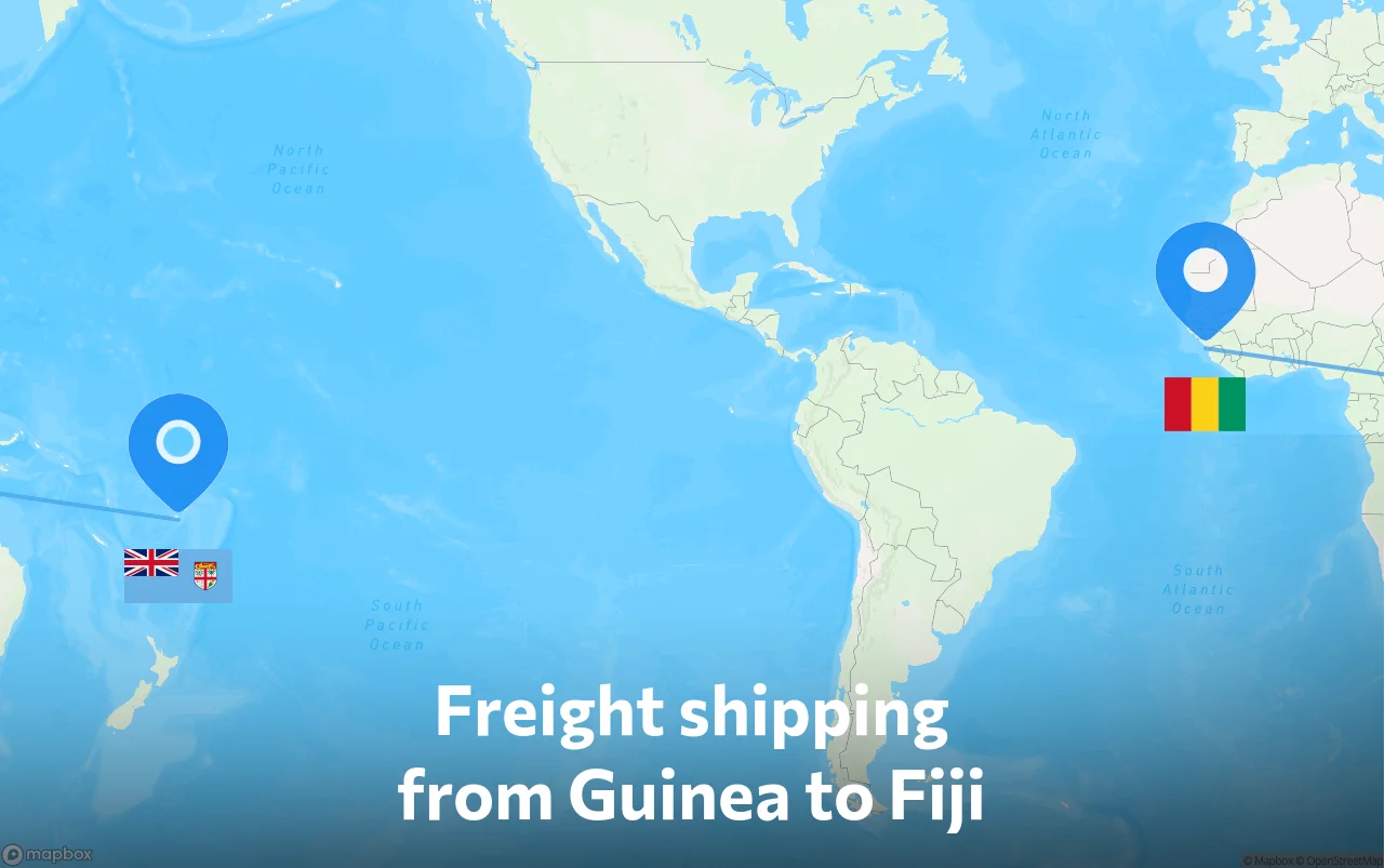 Shipping route from Guinea to Fiji