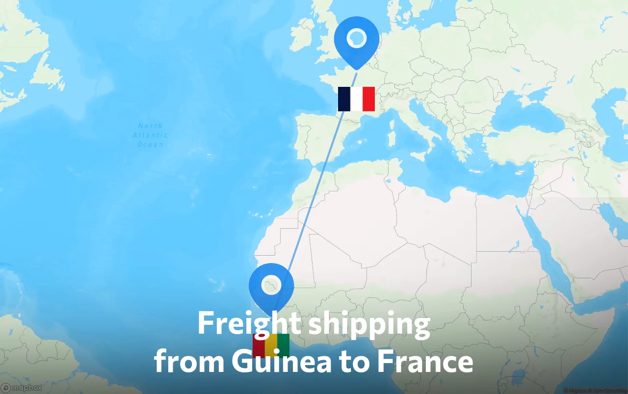 Shipping route from Guinea to France