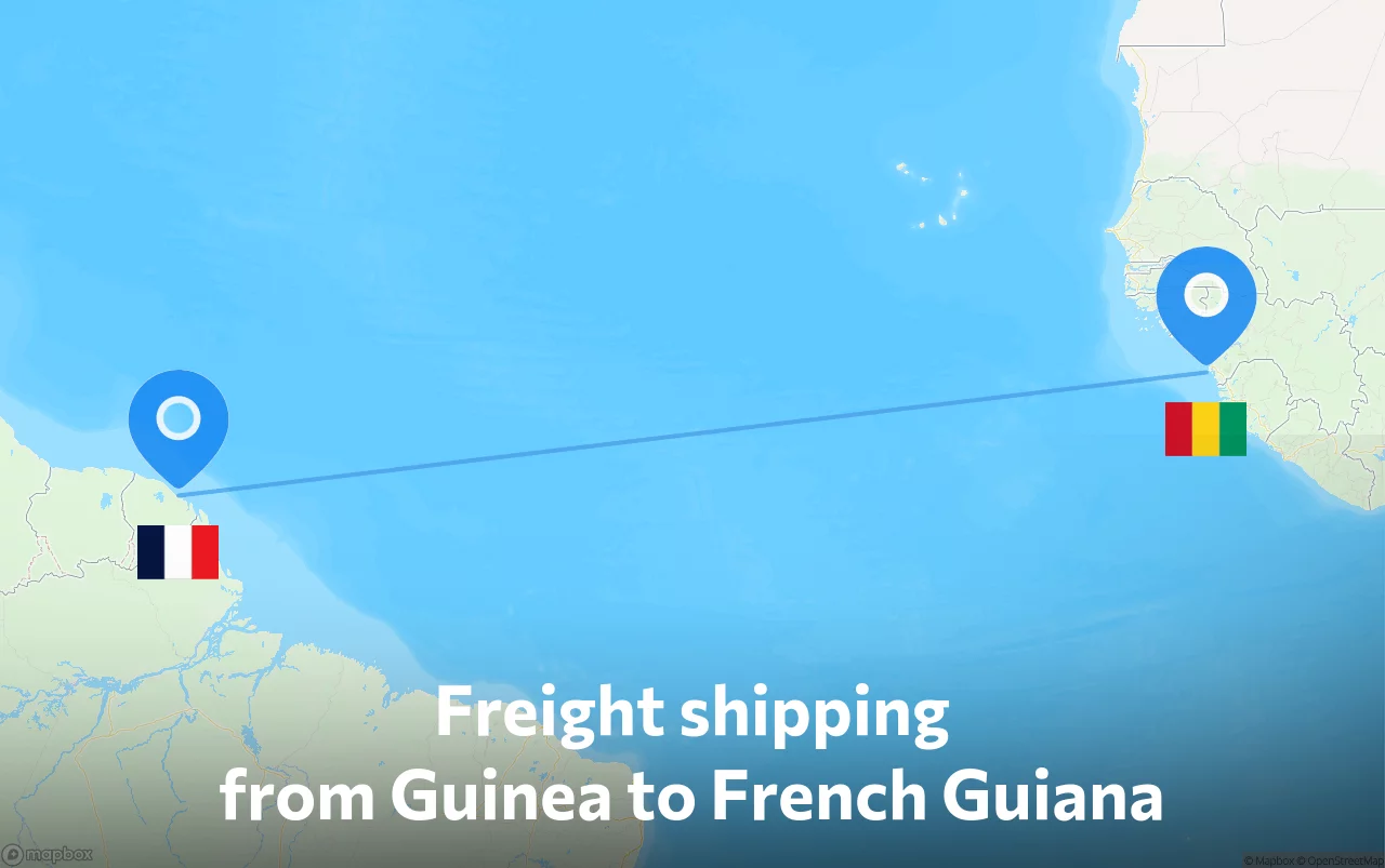 Shipping route from Guinea to French Guiana