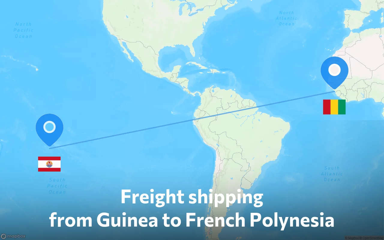 Shipping route from Guinea to French Polynesia