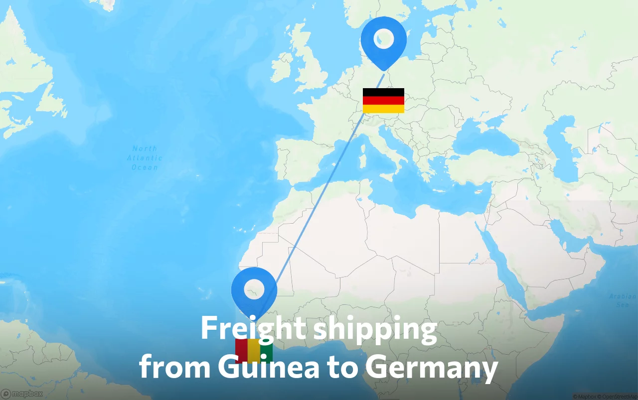 Shipping route from Guinea to Germany