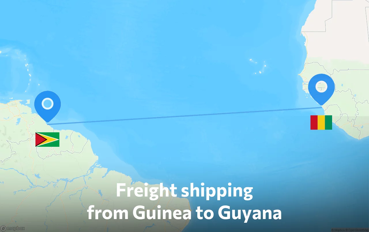 Shipping route from Guinea to Guyana