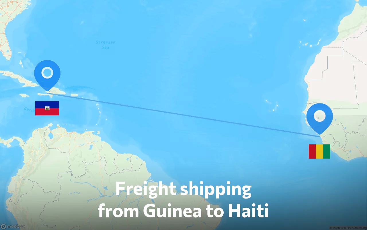 Shipping route from Guinea to Haiti