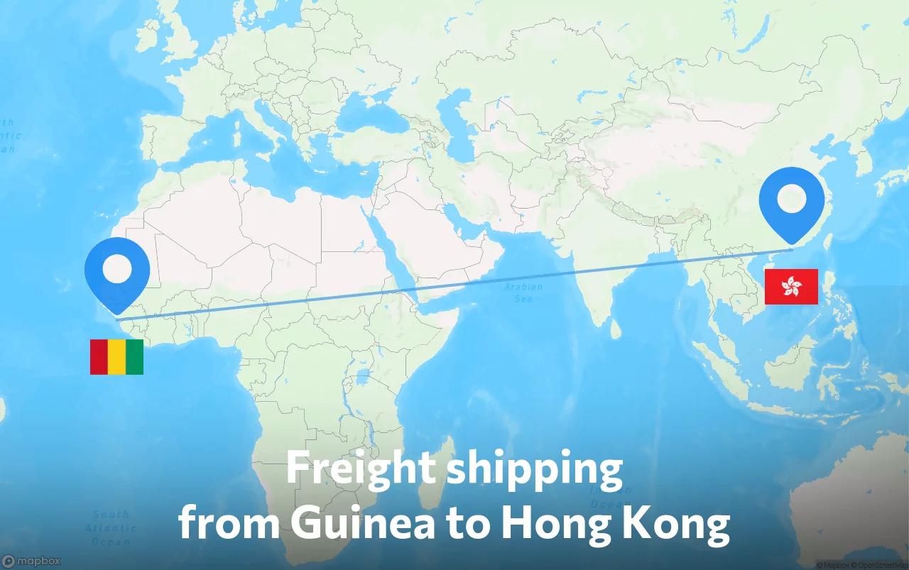 Shipping route from Guinea to Hong Kong