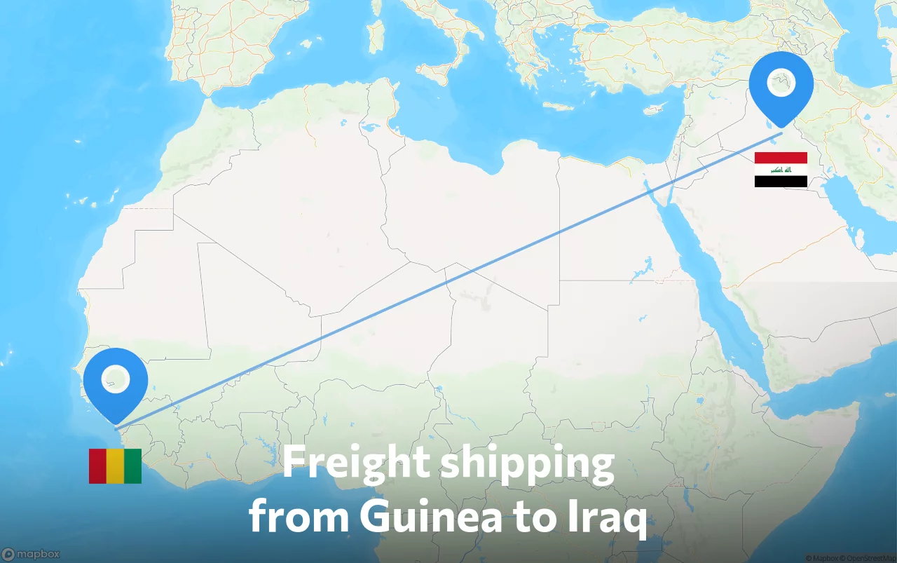 Shipping route from Guinea to Iraq